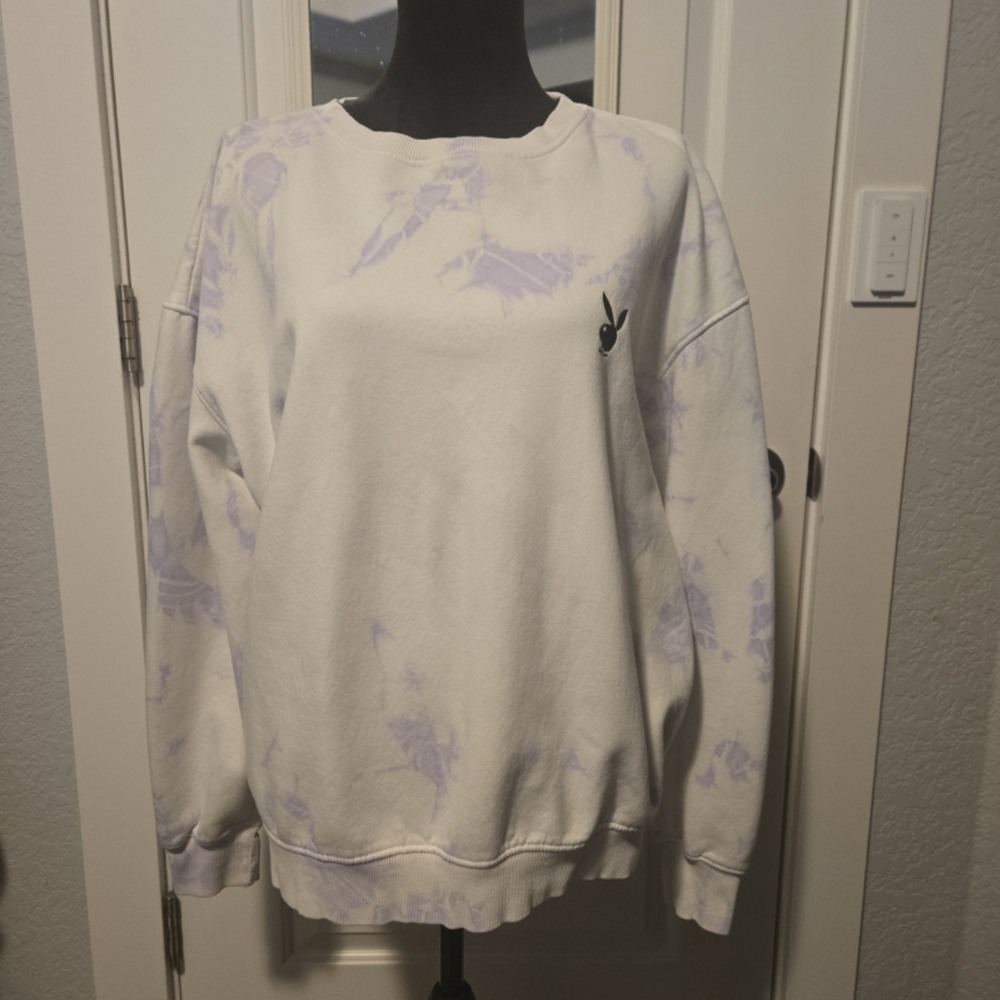White and Purple Tie-Dye Sweatshirt